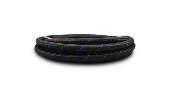 Vibrant -10 AN Two-Tone Black/Blue Nylon Braided Flex Hose (5 foot roll) - Bull Strap