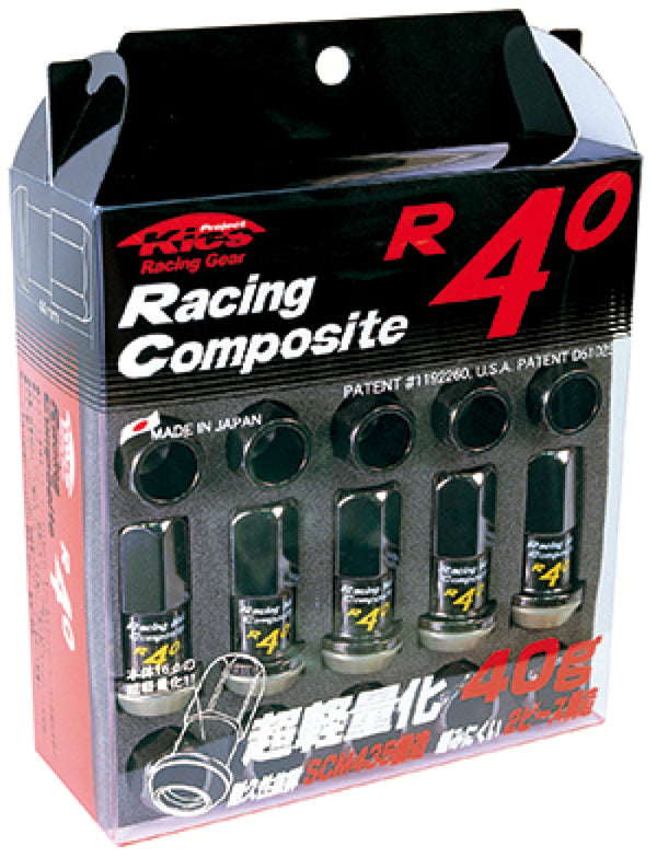 Project Kics 12x1.50 R40 Lug Nuts - Black (20 Pcs) - Bull Strap