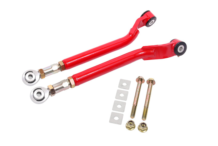 BMR 08-17 Challenger Rear On-Car Adj. Toe Rods Delrin/Rod End Combo - Red - Bull Strap