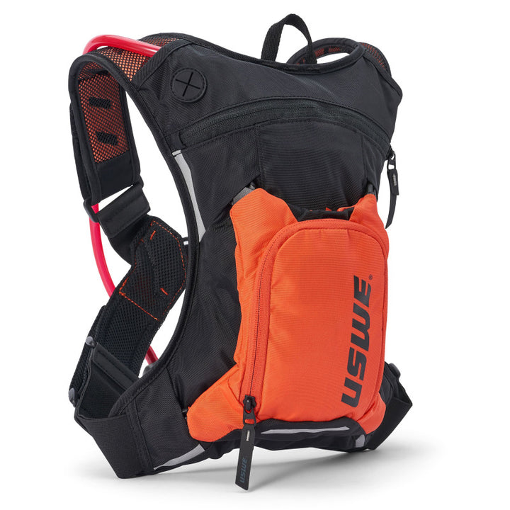 USWE Moto Hydro Hydration Pack 3L - Black/Factory Orange - Bull Strap