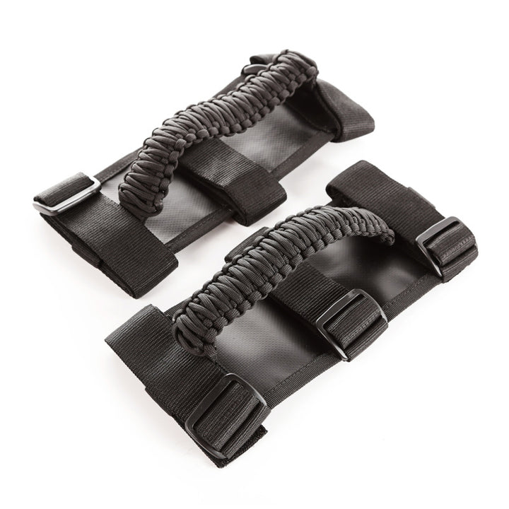 Rugged Ridge Paracord Grab Handles Black/Black Pair - Bull Strap
