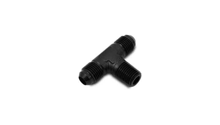 Vibrant -4AN x 1/8in NPT Flare to Pipe Tee Adapter Fitting - Aluminum - Bull Strap