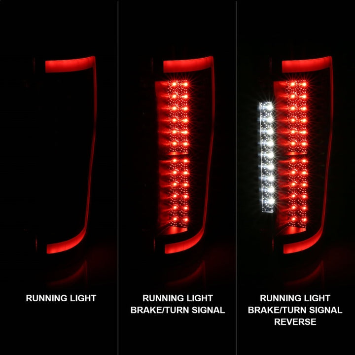 ANZO 2017+ Ford F-250 LED Taillights - Black/Smoke - Bull Strap
