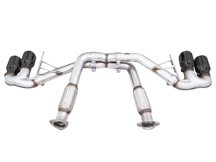 AWE Tuning 2020 Chevrolet Corvette (C8) Track Edition Exhaust - Quad Diamond Black Tips - Bull Strap