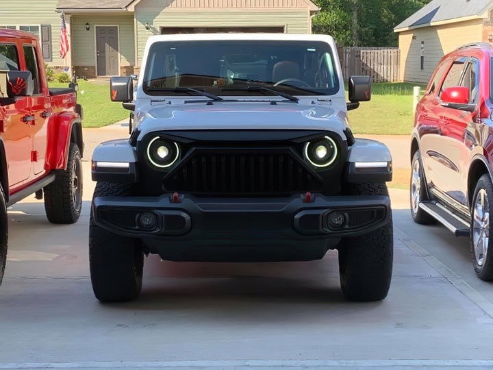 Oracle Oculus Bi-LED Projector Headlights for Jeep JL/Gladiator JT - Matte Blk - 5500K - Bull Strap