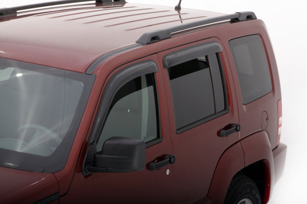 AVS 08-14 Jeep Liberty Ventvisor Outside Mount Window Deflectors 4pc - Smoke - Bull Strap