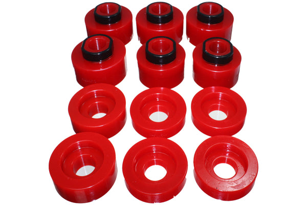 Energy Suspension 08-16 Ford F-250/F-350/F-450/F-550 Super Duty STD/Super Cab Red Body Mount Set - Bull Strap