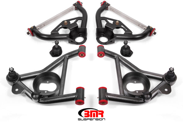 BMR 78-87 G-Body Upper And Lower A-Arm Kit - Black Hammertone - Bull Strap