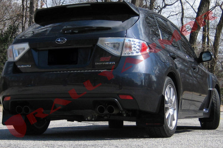 Rally Armor 08-11 Subaru STI (Hatch Only) / 11-14 WRX (Hatch Only) Black UR Mud Flap w/Red Logo - Bull Strap