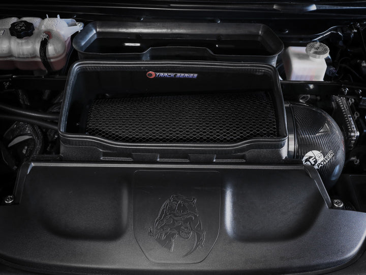 aFe 21-23 RAM 1500 TRX Track Series Carbon Fiber Cold Air Intake System w/ Pro 5R Filter - Bull Strap
