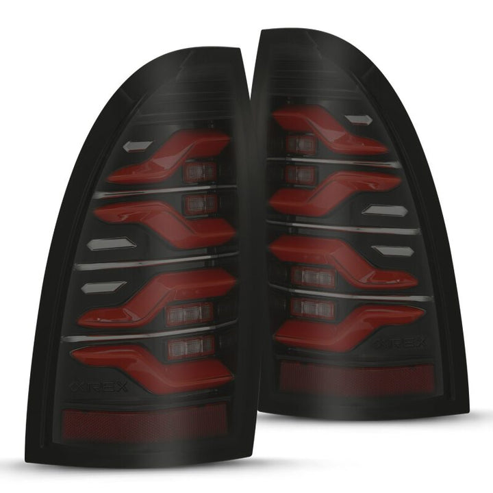 AlphaRex 05-15 Toyota Tacoma LUXX LED Taillights Blk/Red w/Activ Light/Seq Signal - Bull Strap