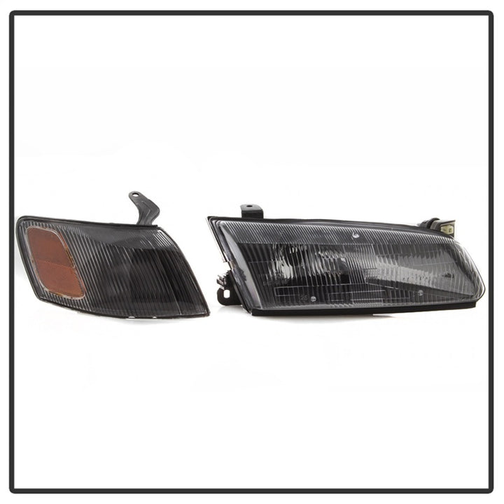 xTune 97-99 Toyota Camry 4pc OEM Style Headlights w/Corner Lights - Black (HD-JH-TCAM97-SET-BK) - Bull Strap