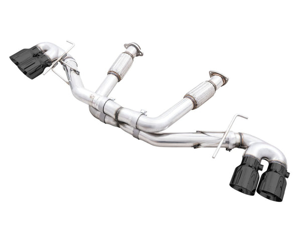 AWE Tuning 2020 Chevrolet Corvette (C8) Track Edition Exhaust - Quad Diamond Black Tips - Bull Strap