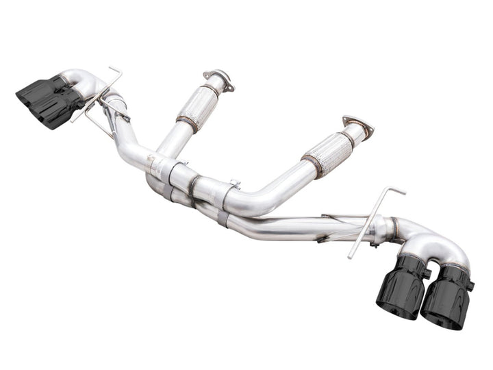 AWE Tuning 2020 Chevrolet Corvette (C8) Track Edition Exhaust - Quad Diamond Black Tips - Bull Strap
