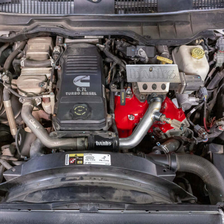Banks Power 13-18 Dodge RAM 6.7L Monster-Ram Intake System W/Fuel Line-Chassis Cab Red - Bull Strap