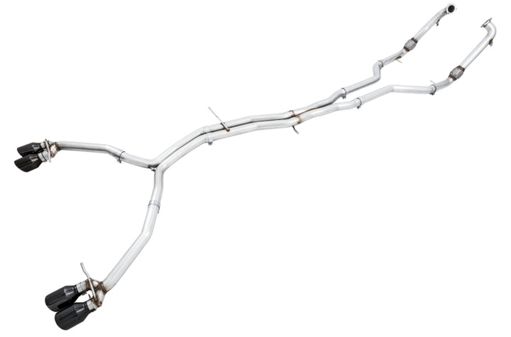 AWE Tuning Audi B9 S4 Track Edition Exhaust - Non-Resonated (Black 102mm Tips) - Bull Strap