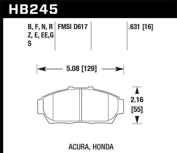 Hawk 94-01 Acura Integra (excl Type R)  HPS Street Front Brake Pads - Bull Strap