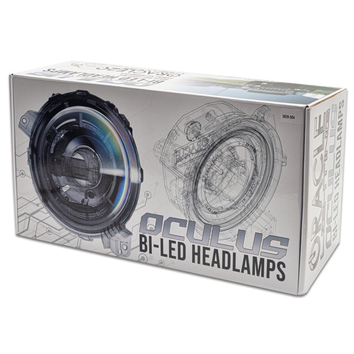 Oracle Jeep Wrangler JL Oculus Bi-LED Projector Headlights- Graphite Metallic - 5500K - Bull Strap