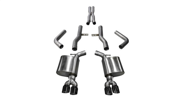 Corsa 2017-2023 Dodge Challenger 5.7L V8 Xtreme Cat-Back Dual Rear Exit w/3.5in Black Tips - Bull Strap