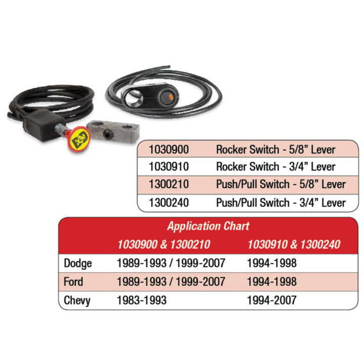 BD Diesel Push/Pull Switch Kit Exhaust Brake - 5/8in Manual Lever - Bull Strap