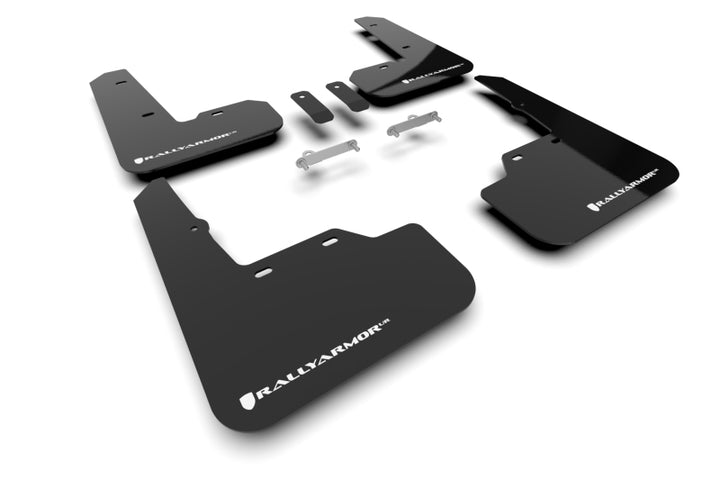Rally Armor 22-25 Subaru WRX Black UR Mud Flap w/White Logo - Bull Strap