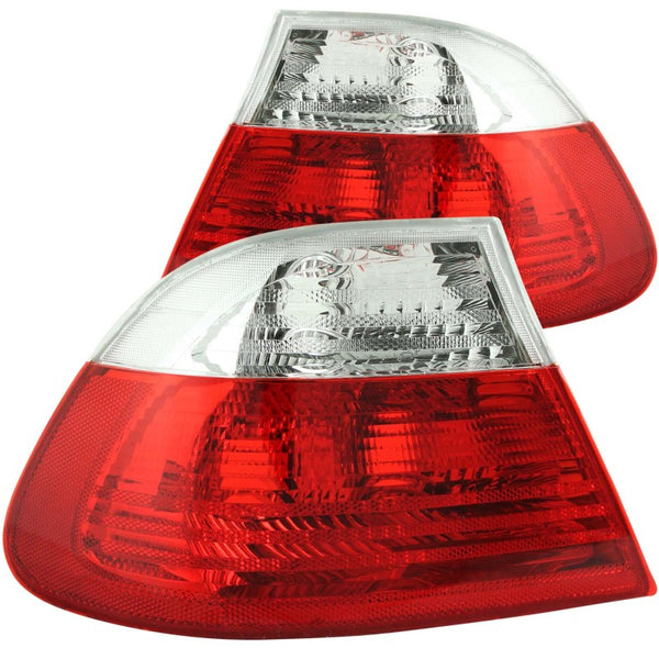ANZO 2000-2003 BMW 3 Series E46 Taillights Red/Clear - Bull Strap