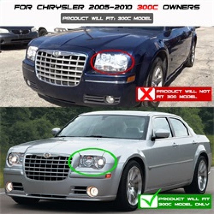 Spyder Chrysler 300C 05-10 Projector Headlights LED Halo LED Smke (Not Included) PRO-YD-C300C-HL-SM - Bull Strap