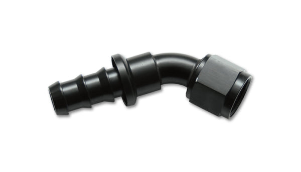 Vibrant -4AN Push-On 45 Deg Hose End Fitting - Aluminum - Bull Strap