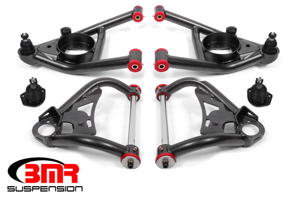 BMR 64-72 A-Body Upper And Lower A-Arm Kit - Black Hammertone - Bull Strap
