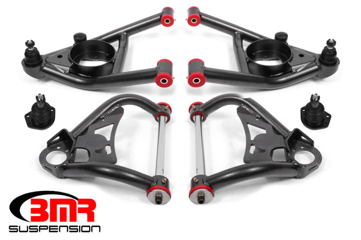 BMR 64-72 A-Body Upper And Lower A-Arm Kit - Black Hammertone - Bull Strap