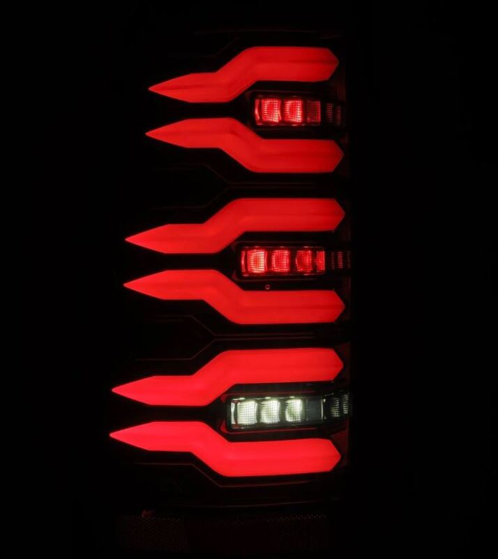 AlphaRex 99-06 Chevrolet Silverado Sierra LUXX-Series LED Tail Lights Alpha-Black - Bull Strap