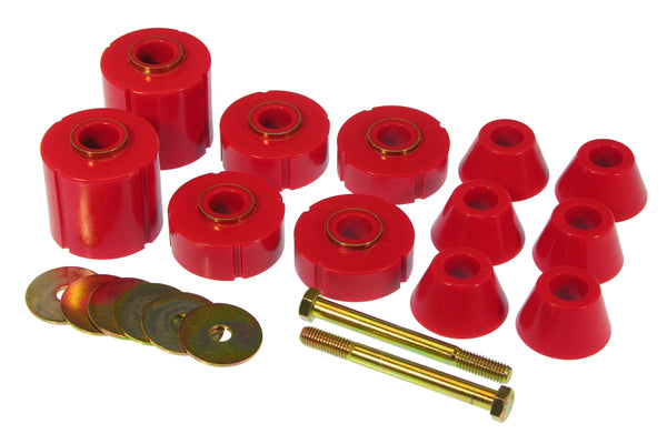 Prothane 73-80 GM Body Mount 12 Bushing Kit - Red - Bull Strap