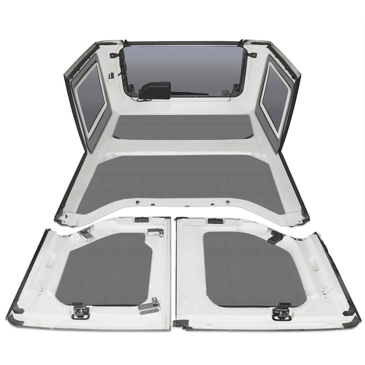 DEI 11-18 Jeep Wrangler JK 4-Door Boom Mat Complete Headliner Kit - 6 Piece - Gray - Bull Strap