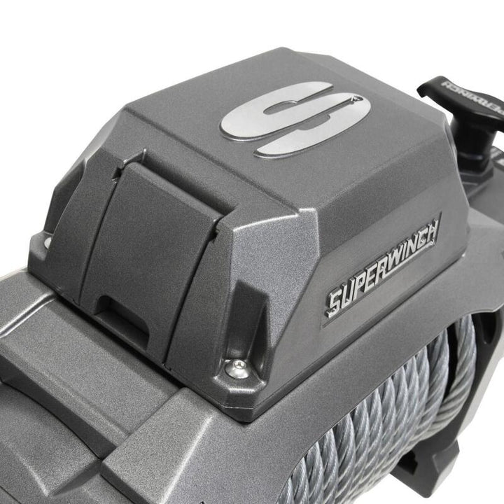 Superwinch 12000 LBS 12V DC 3/8in x 85ft Wire Rope SX 12000 Winch - Graphite - Bull Strap