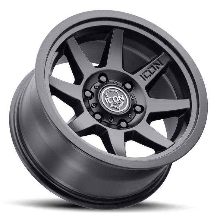 ICON Rebound 17x8.5 6x5.5 0mm Offset 4.75in BS 106.1mm Bore Satin Black Wheel - Bull Strap