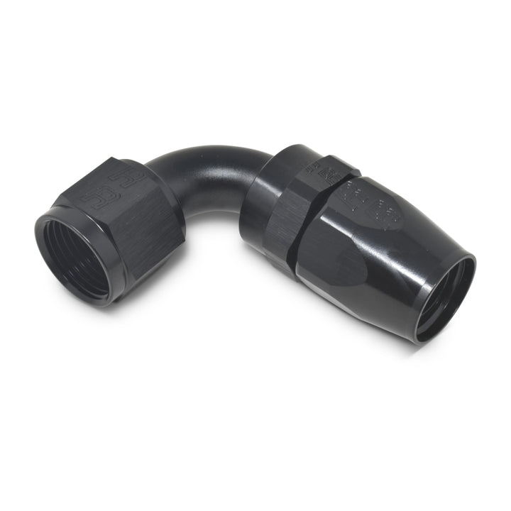 Russell Performance -10 AN Black 90 Degree Full Flow Hose End - Bull Strap