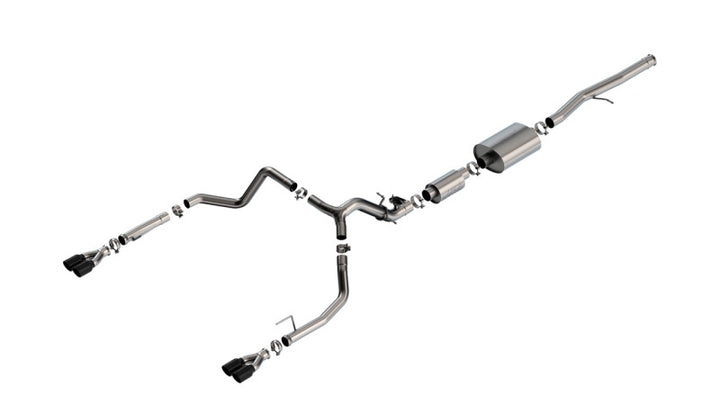 Borla 2024 Chevy Silverado 1500 6.2L V8 S-Type Catback Exhaust w/ Simulator - Black Chrome - Bull Strap