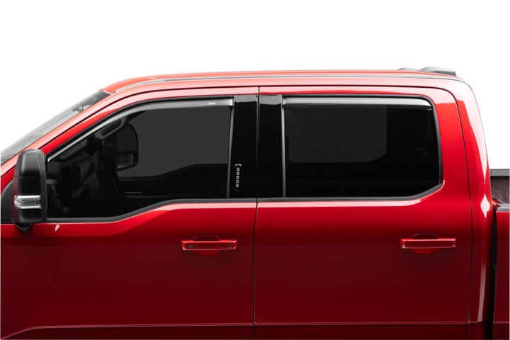 AVS 17-18 Ford F-250 Super Duty Supercrew Ventvisor Front & Rear Window Deflectors 4pc - Smoke - Bull Strap