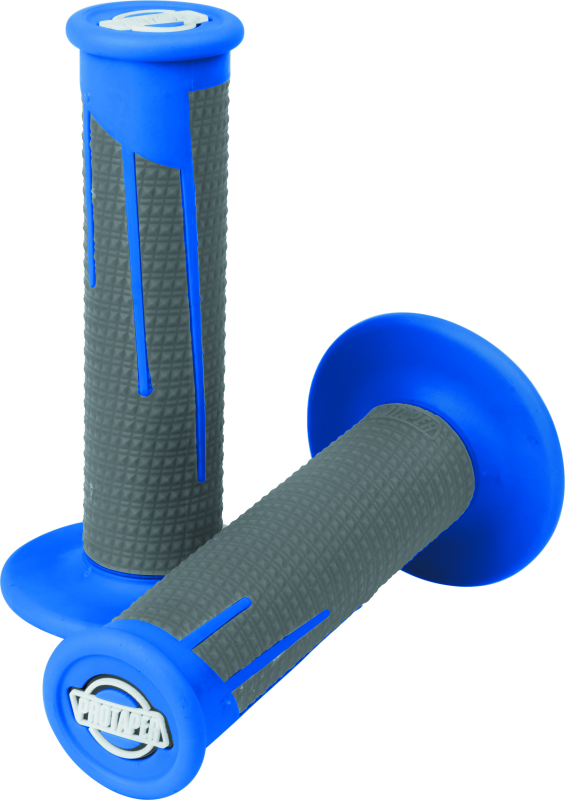 ProTaper Full Diamond Clamp-On Grips - Blue/Dark Gray - Bull Strap