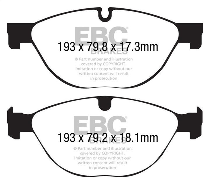 EBC 13+ Jaguar F-Type (Cast Iron Only) 3.0 Supercharged (380) Perf Pkg Yellowstuff Front Brake Pads - Bull Strap