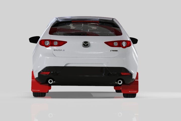 Rally Armor 19-25 Mazda3 Hatchback Black UR Mud Flap w/Red Logo - Bull Strap