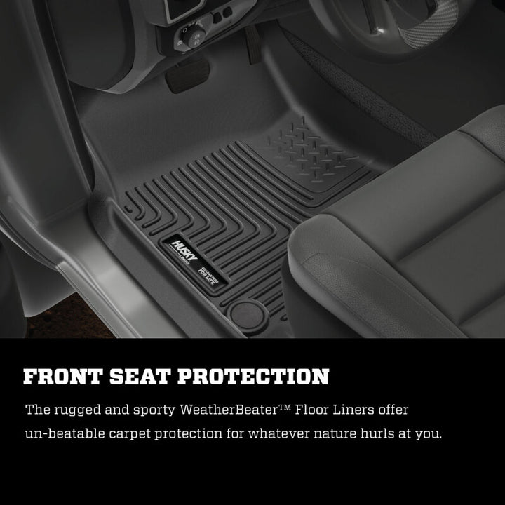 Husky Liners 03-08 Dodge Ram 1500/2500/3500 Quad Cab WeatherBeater Combo Black Floor Liners - Bull Strap