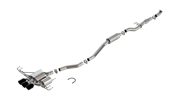 Borla 2023 Honda Civic Type R MT ATAK Catback Exhaust w/ 4in Ceramic Black Tips - Bull Strap