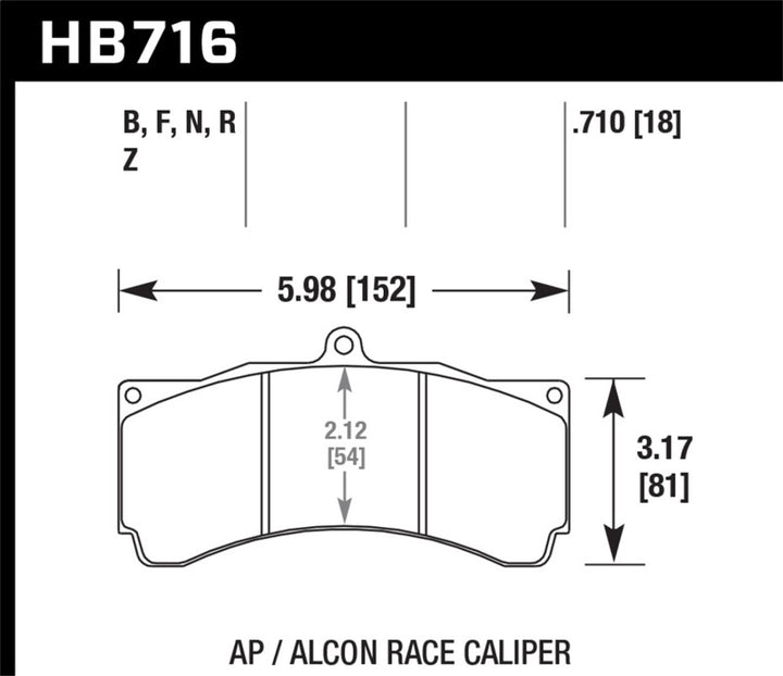 Hawk HPS Brake Pads w/ 0.710 Thickness - AP Racing Alcon - Bull Strap