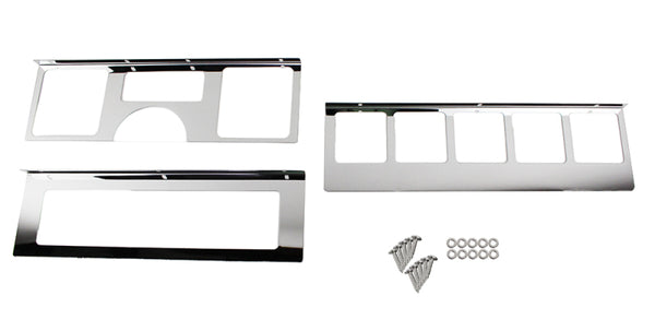 Kentrol 87-95 Jeep Wrangler YJ Dash Overlay Set (3 pieces) - Polished Silver - Bull Strap