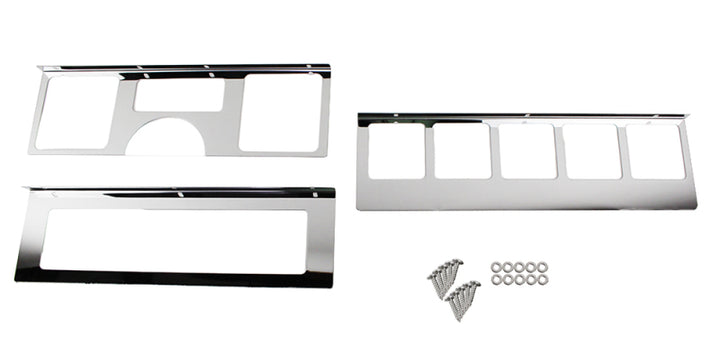 Kentrol 87-95 Jeep Wrangler YJ Dash Overlay Set (3 pieces) - Polished Silver - Bull Strap