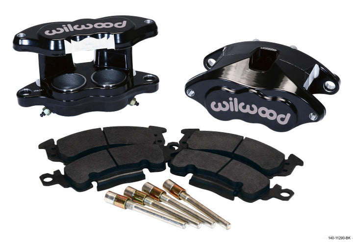 Wilwood D52 Front Caliper Kit - Black Pwdr 2.00 / 2.00in Piston 1.28in Rotor - Bull Strap