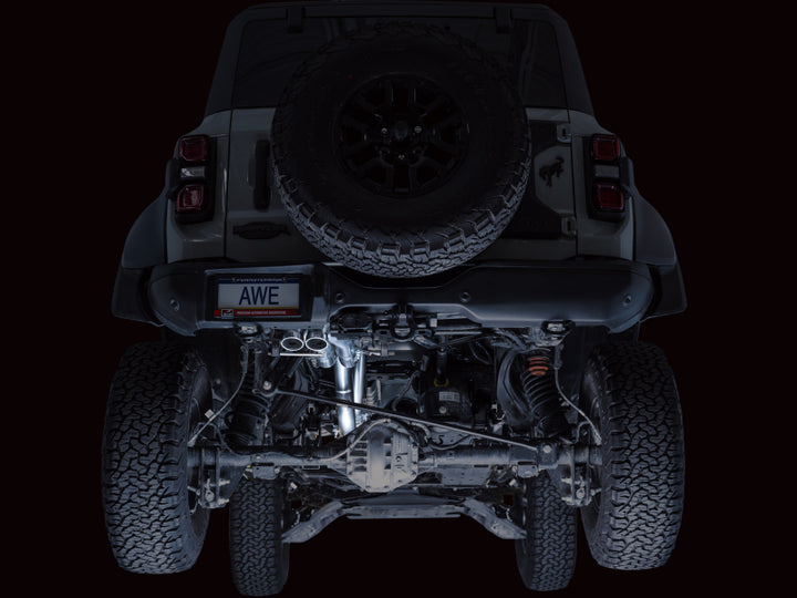 AWE Tuning 22-24 Ford Bronco Raptor 4WD Dual BashGuards Cat-Back SwitchPath Exhaust (No Tips) - Bull Strap