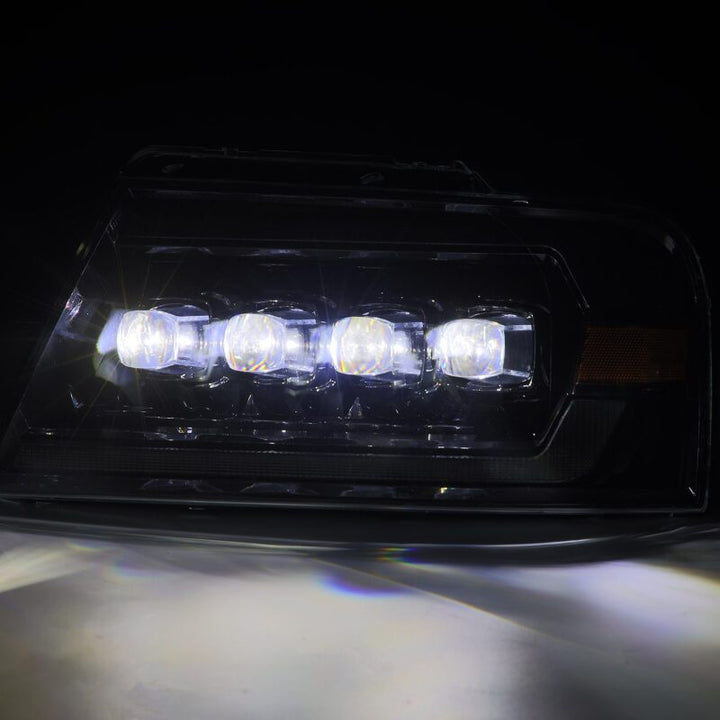 AlphaRex 04-08 Ford F-150 (No 2004 Heritage) NOVA-Series LED Proj HL Chrome w/Actv Light / Seq. Sig - Bull Strap