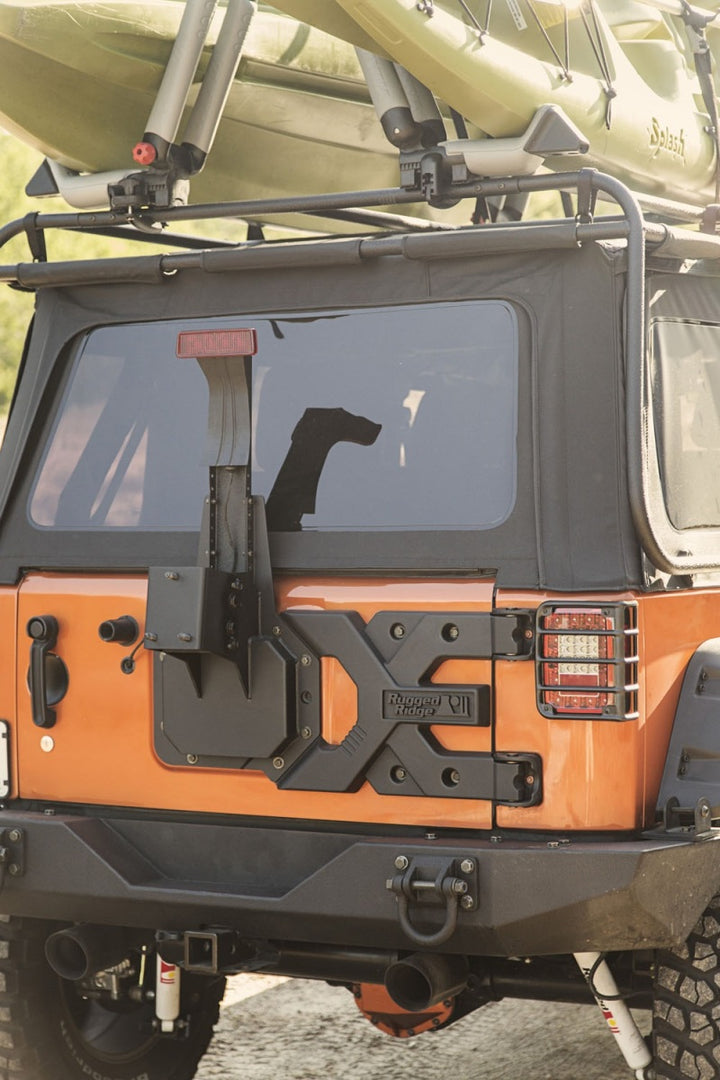 Rugged Ridge Spartacus HD Tire Carrier Kit 07-18 Jeep Wrangler - Bull Strap